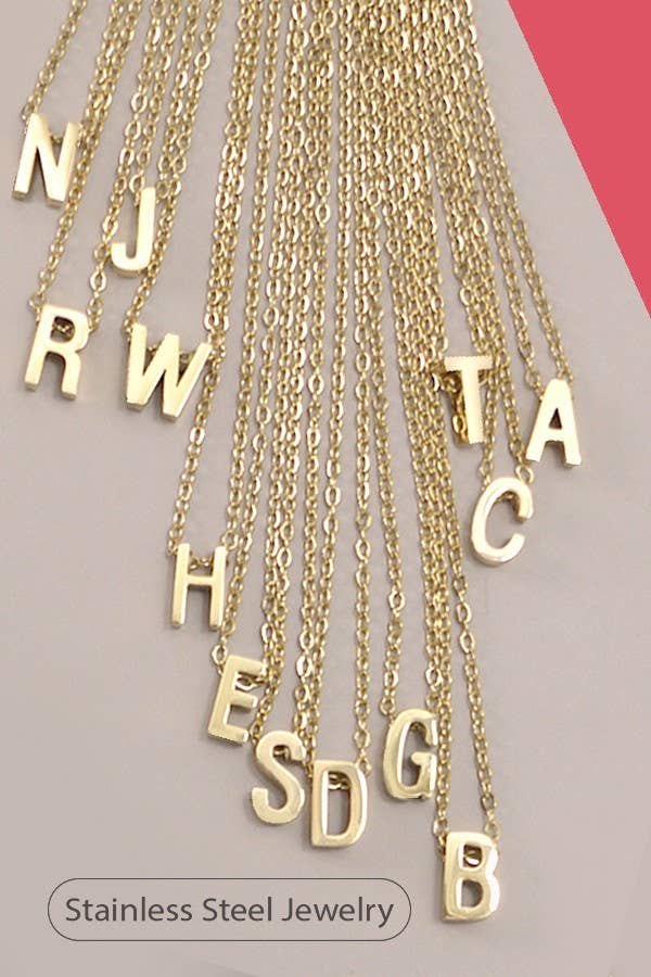 Block Initial Necklace