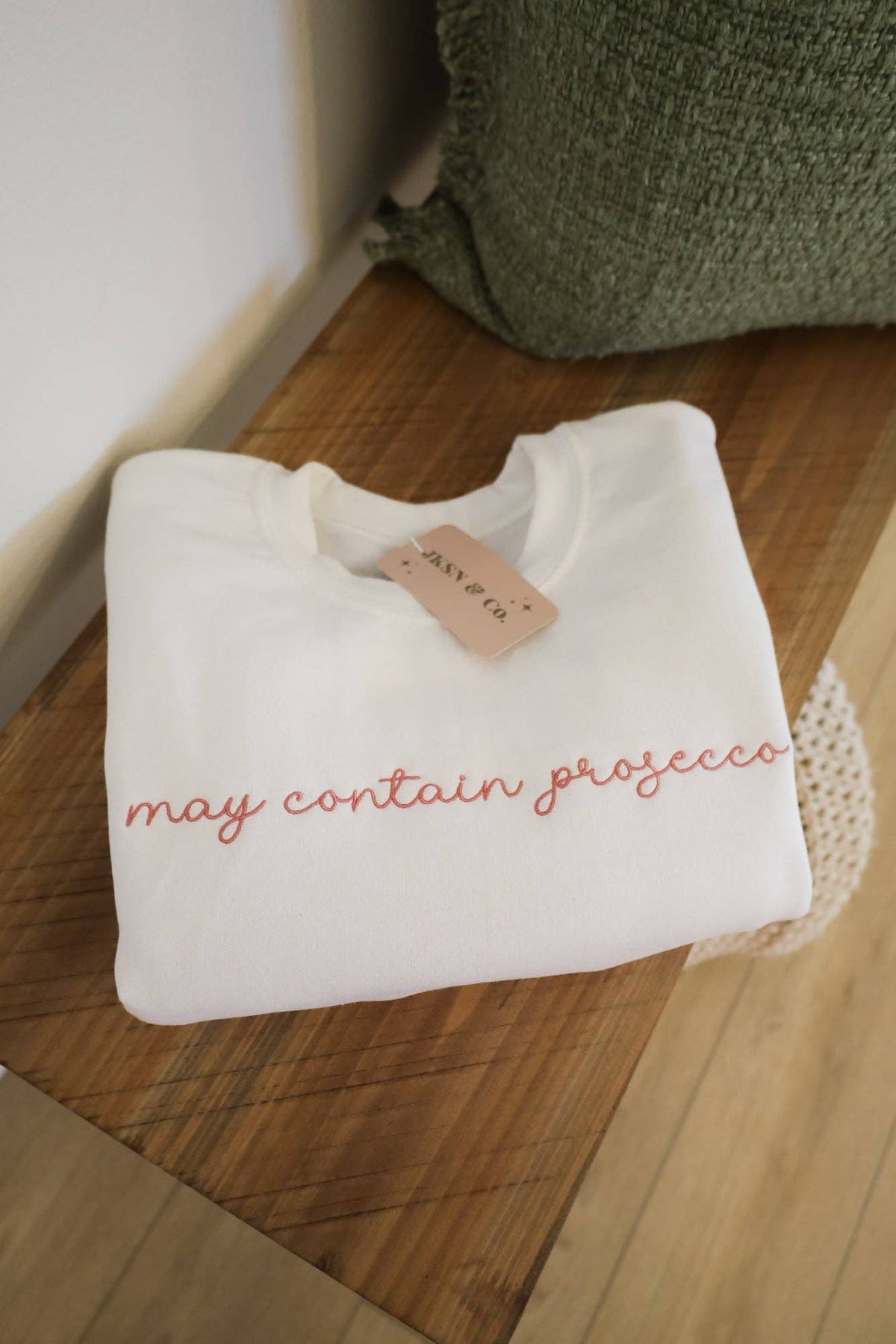 May Contain Prosecco Embroidered Sweatshirt- Black