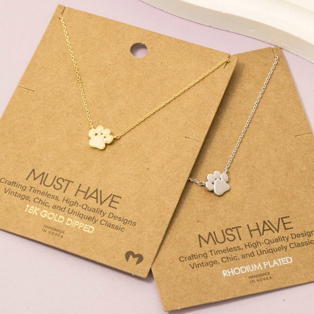 Dog Mom Mini Paw Print Charm Necklace