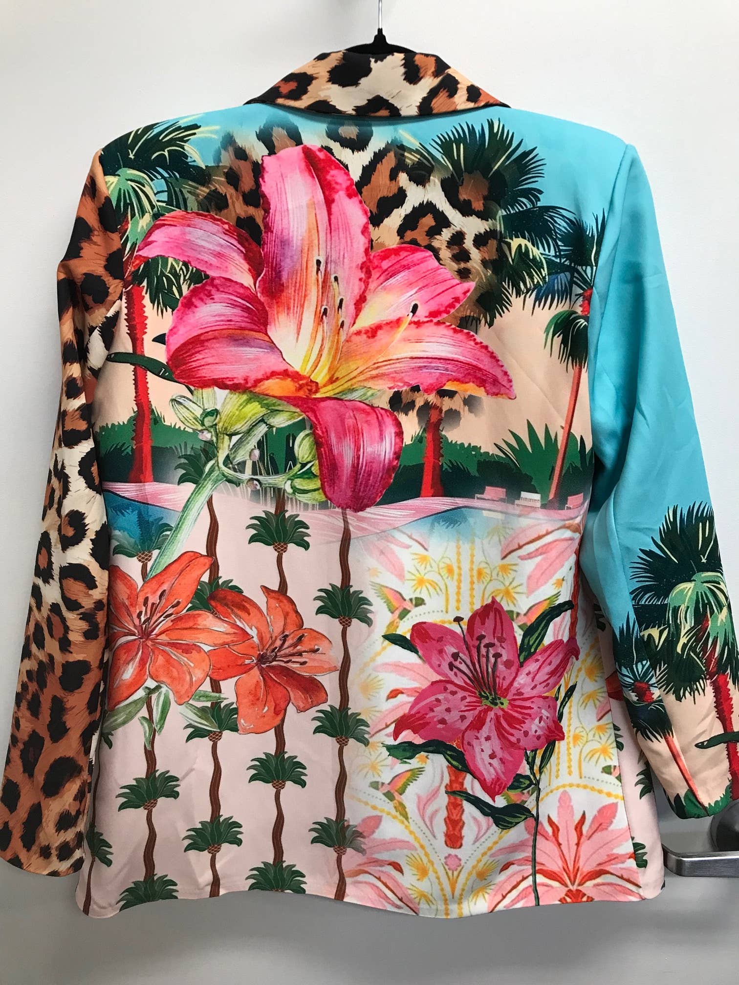 Italian Multi Floral Leopard Print Blazer