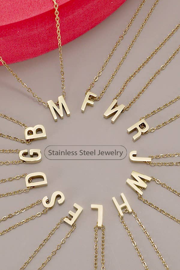 Block Initial Necklace