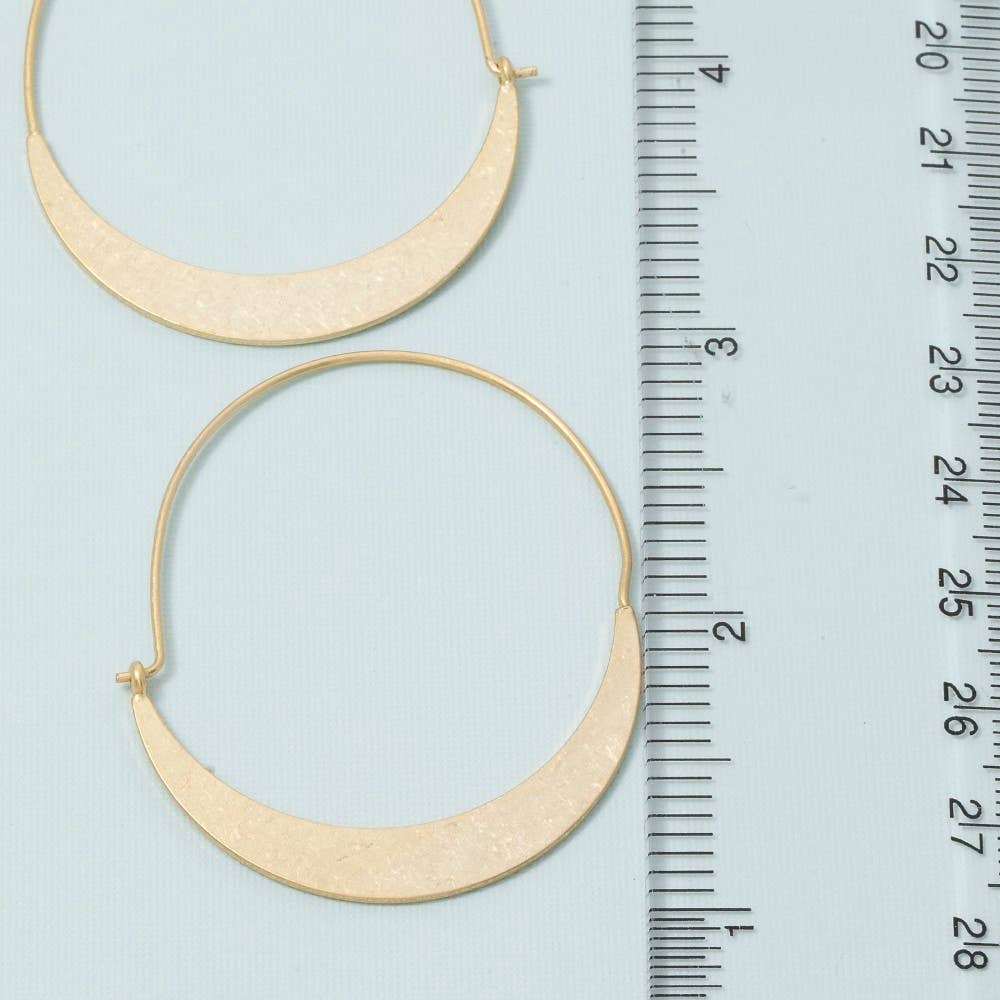Gold Dipped Wire Hoop Crescent Earrings