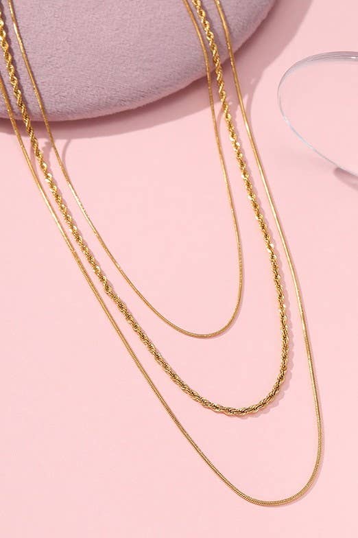 Trio Layer Chain Layering Necklace