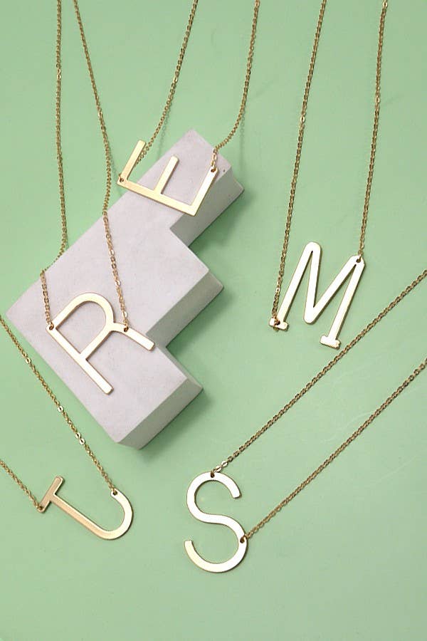 PERSONALIZED LARGE SIDEWAY INITIAL NECKLACE