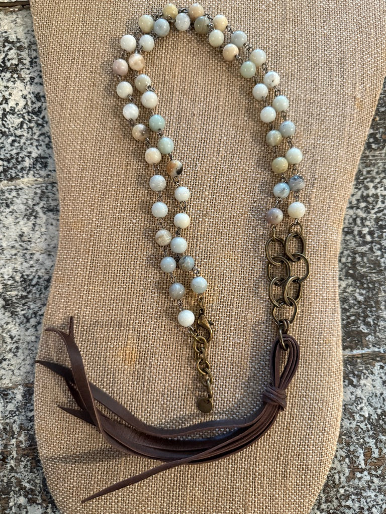 Boho Gemstone Tassle Necklace