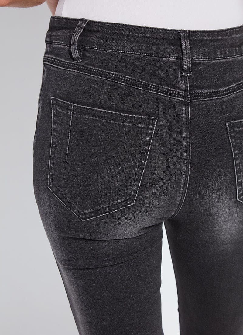 Distressed Black Estelle Everyday Flare Denim (32" inseam)