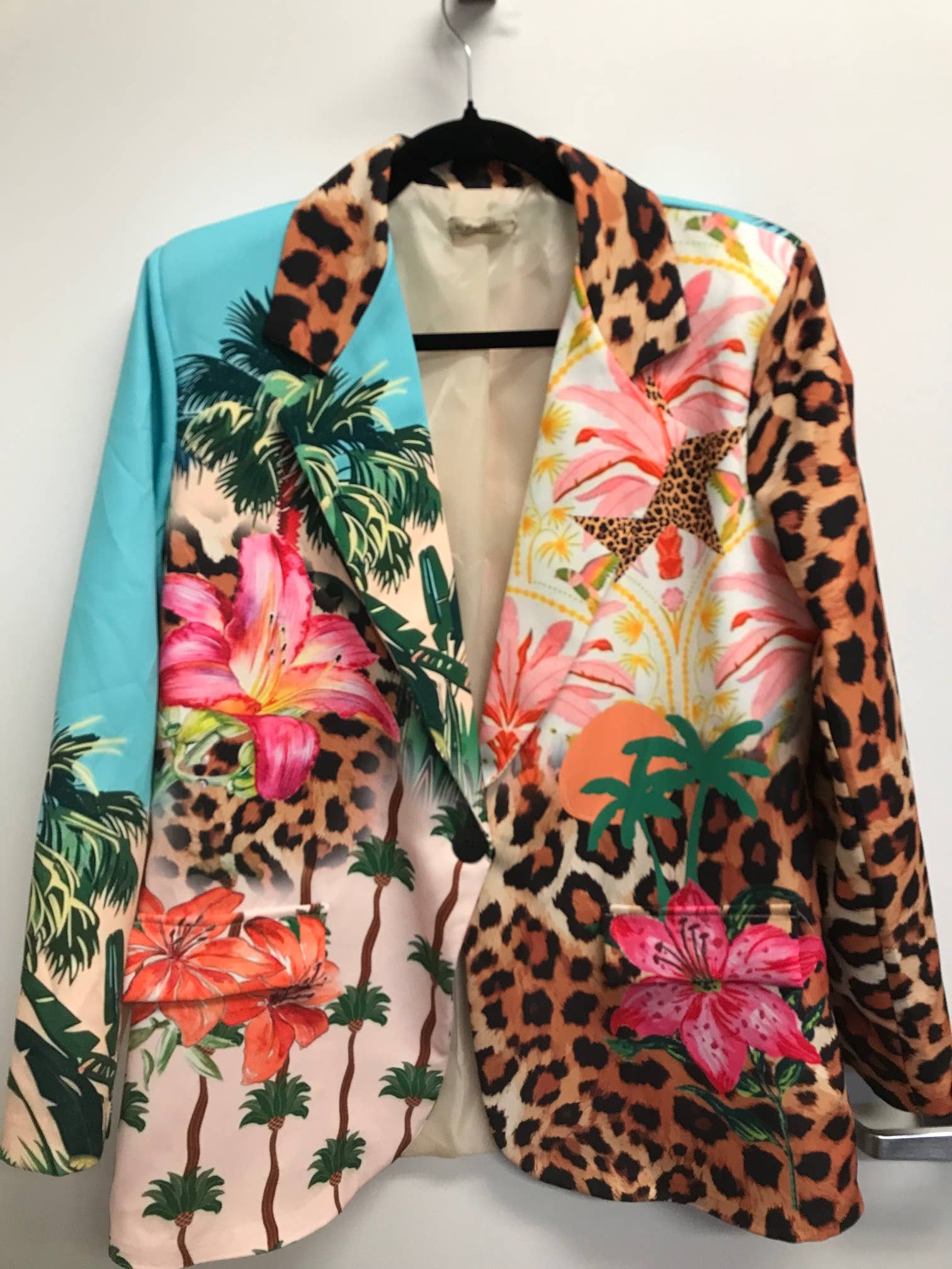 Italian Multi Floral Leopard Print Blazer