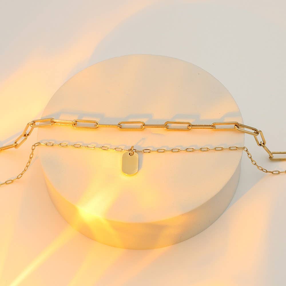 DOUBLE LAYERED PAPERCLIP CHAIN NECKLACE