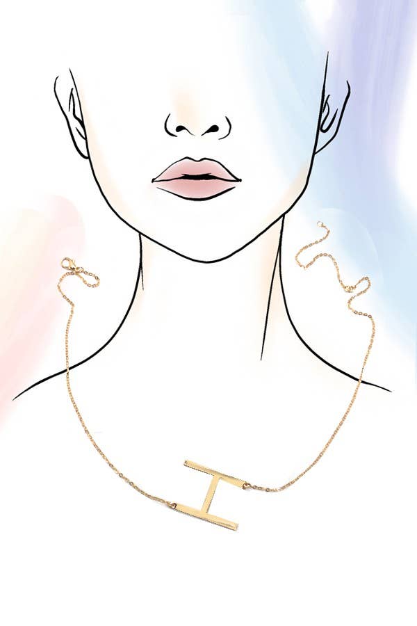 PERSONALIZED LARGE SIDEWAY INITIAL NECKLACE