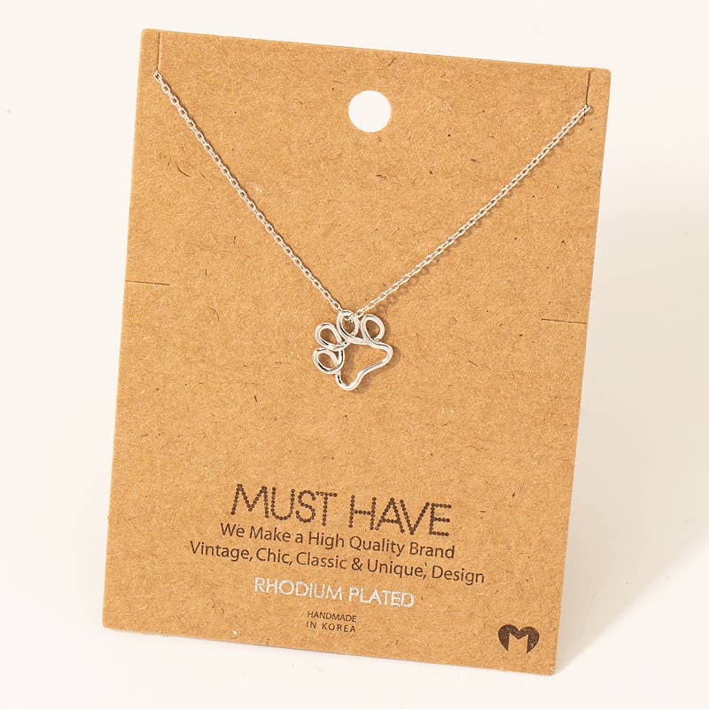 Dog Mom Wire Paw Pendant Necklace