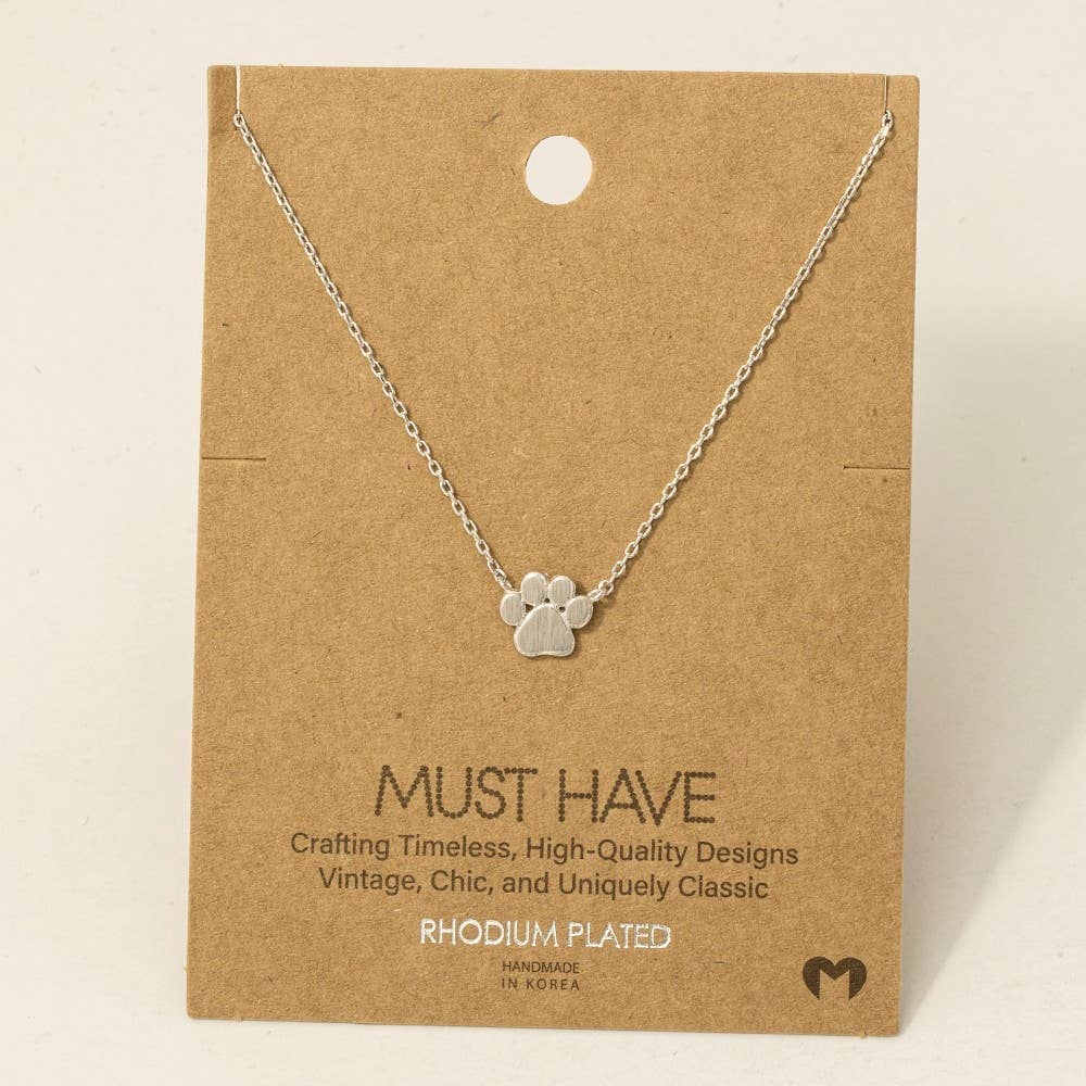 Dog Mom Mini Paw Print Charm Necklace
