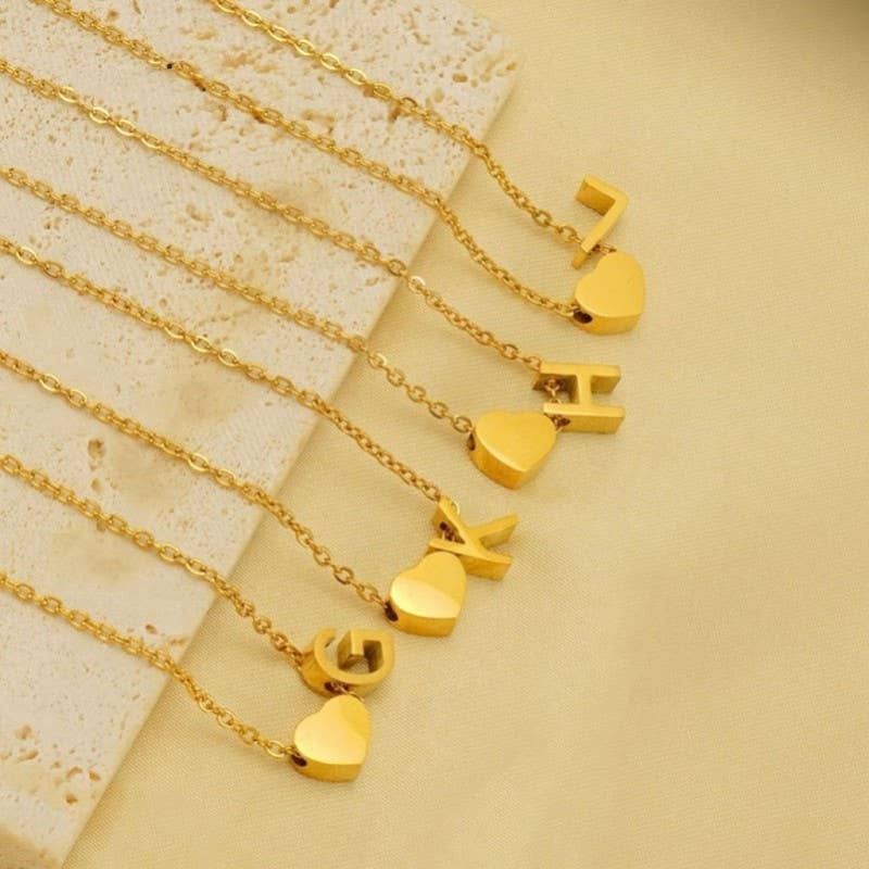 Heart & Letter Initial Necklace