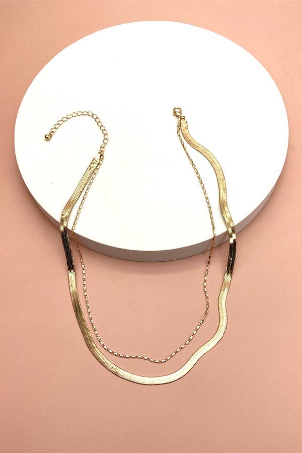 Double Snake & Largo Chain Necklace