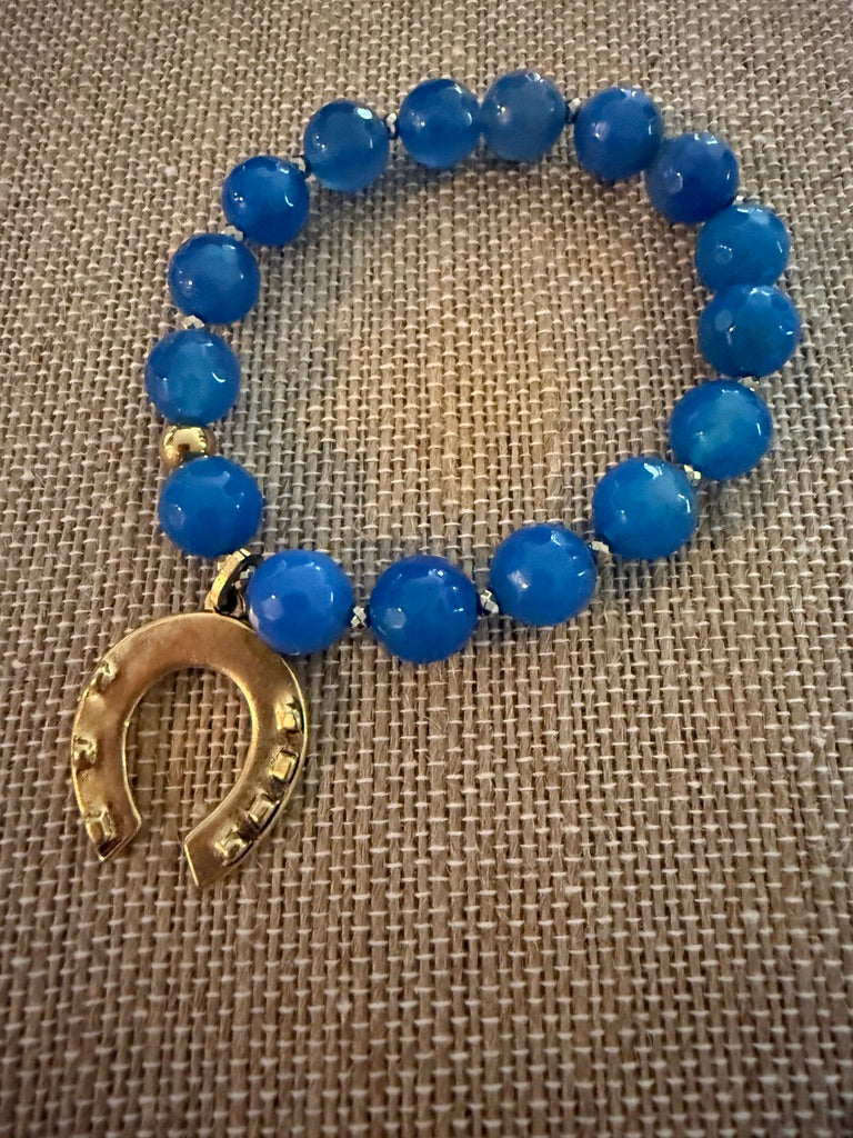 Beaded Bracelet with Gold Horseshoe Charm – Good Luck Jewelry