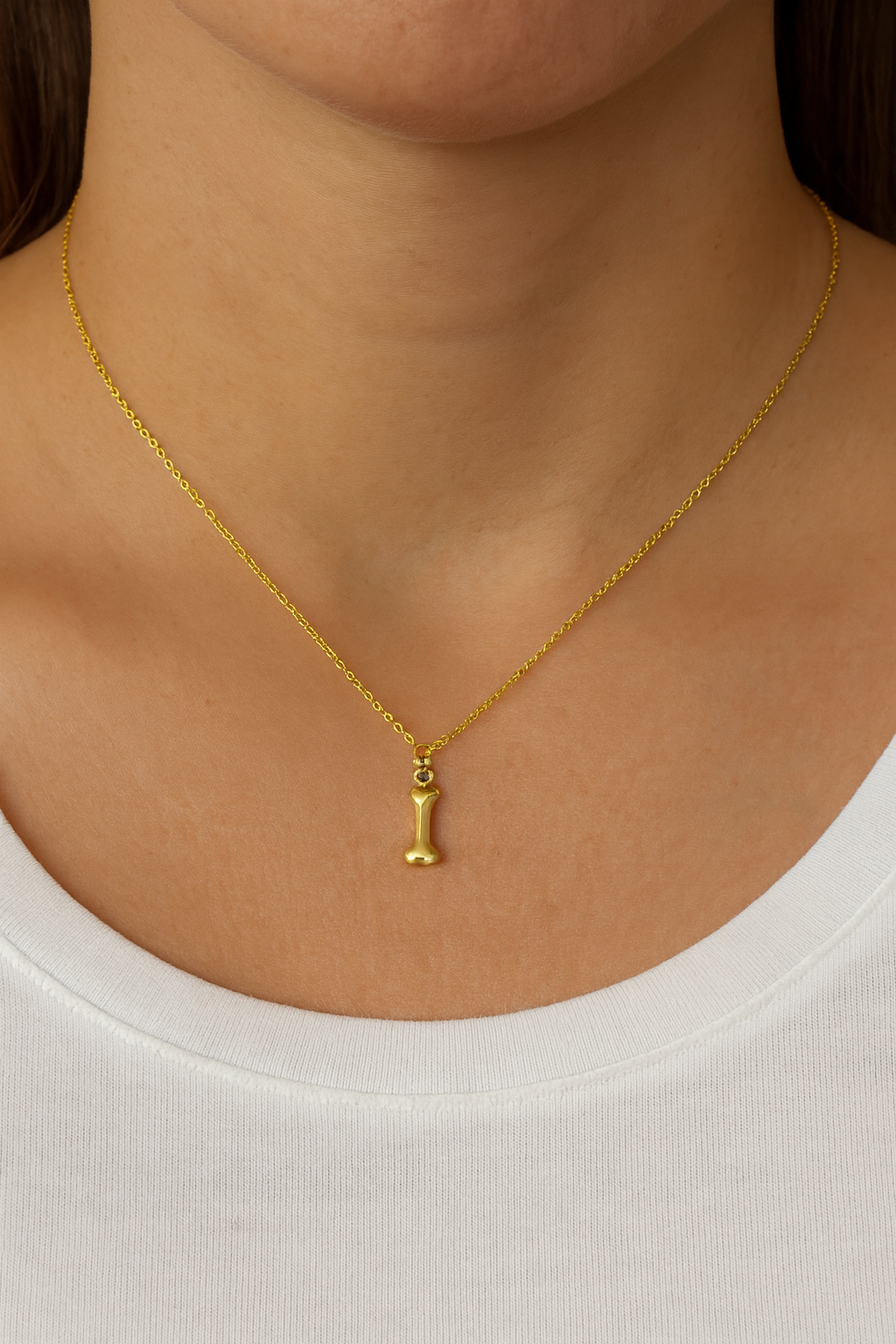 Gold Dog Bone Necklace – Minimalist Dog Mom Charm Pendant
