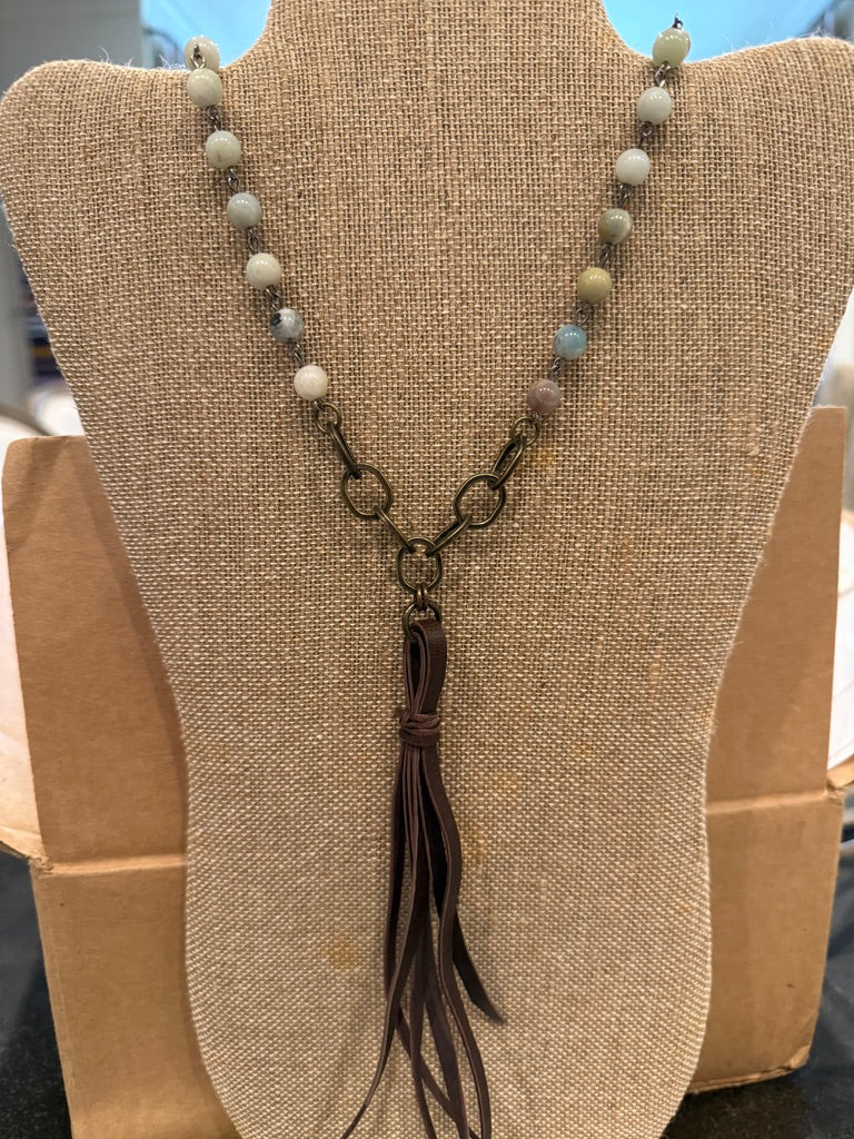 Boho Gemstone Tassle Necklace