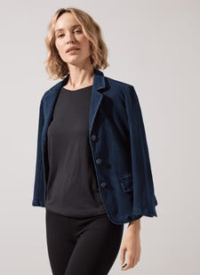 Della Denim Cropped Blazer