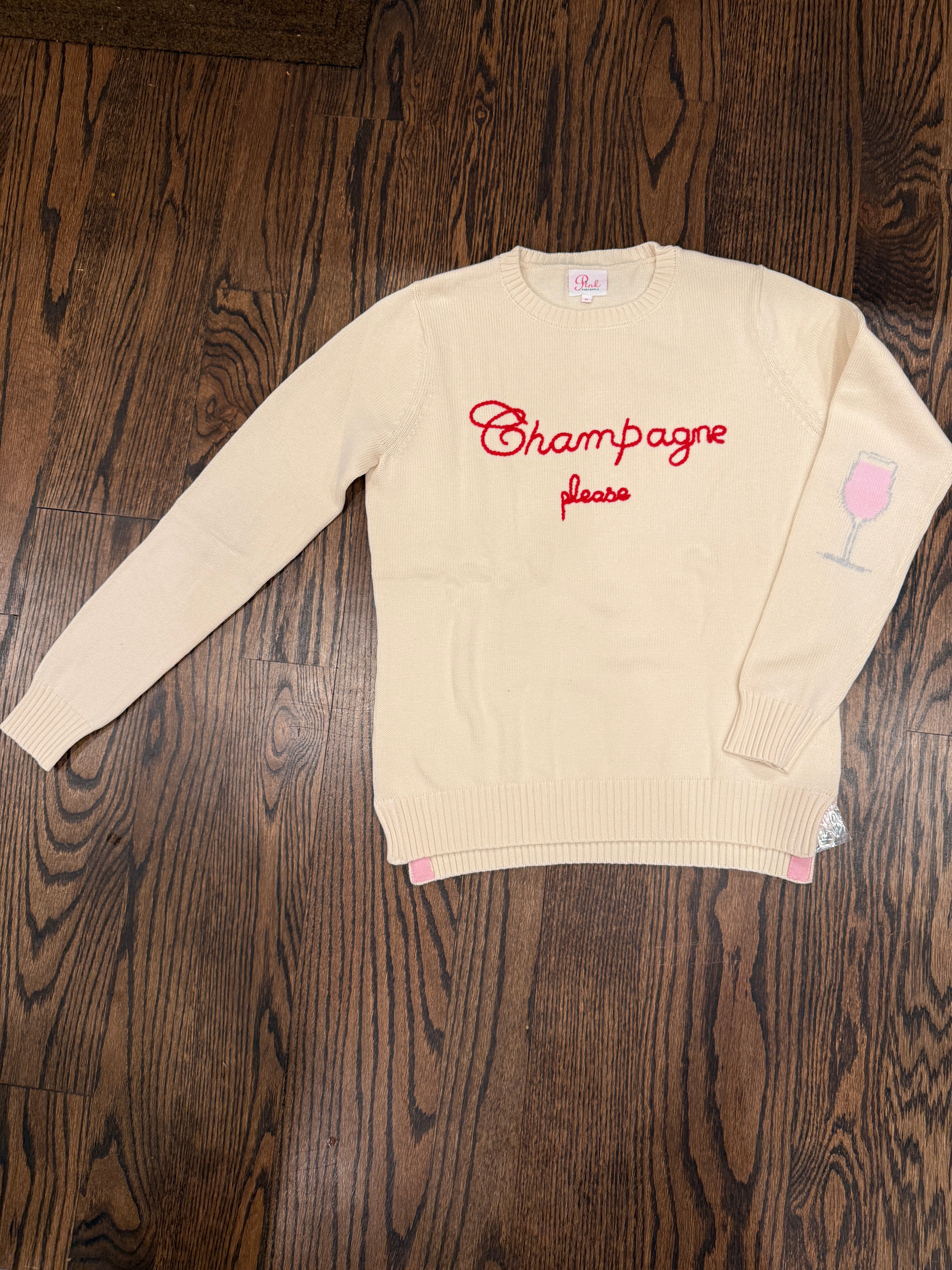 Champagne Please Knit Sweater Women’s Pullover | Cozy Winter Style