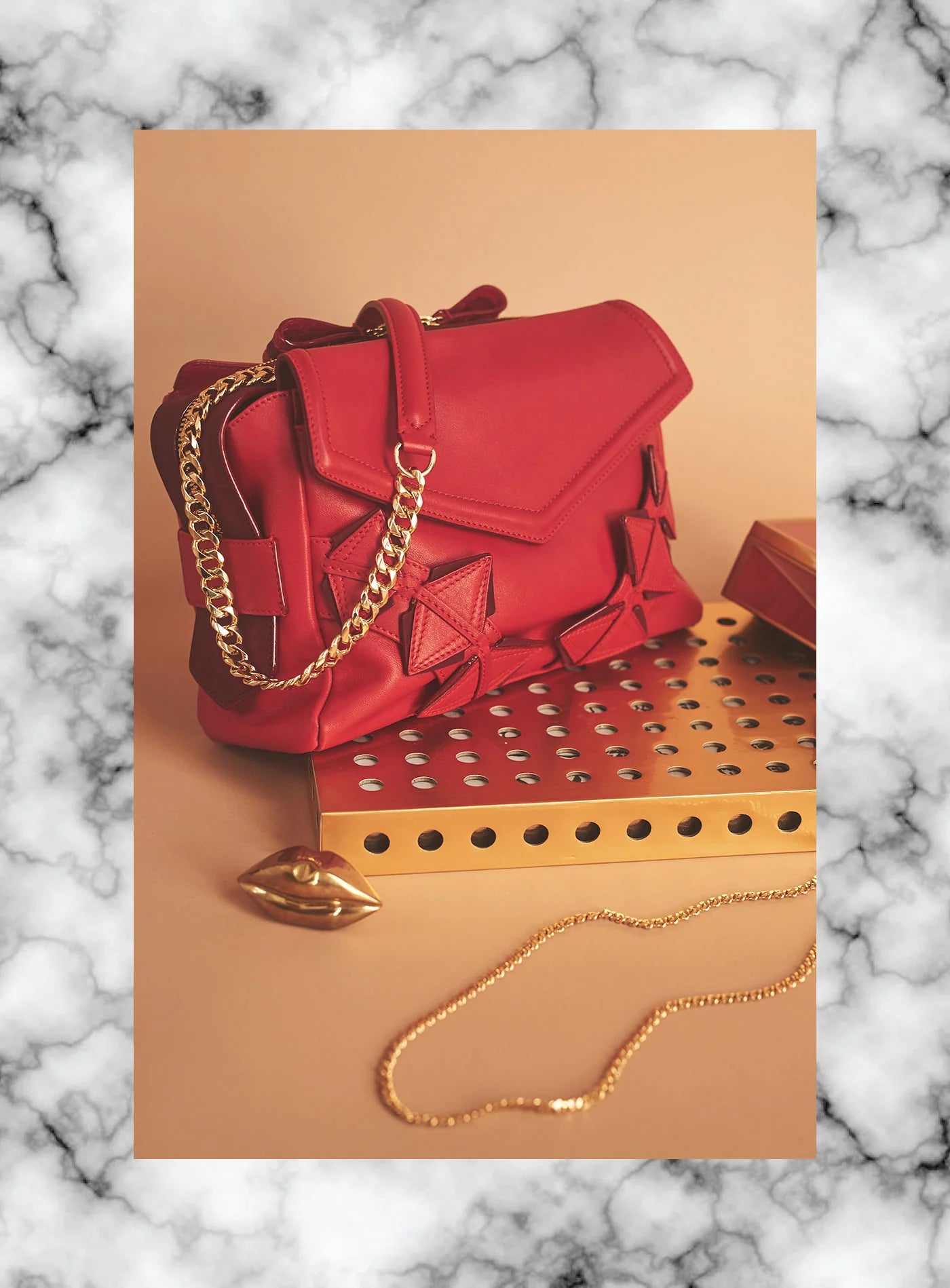 GG Maull Sophisticate Italian Leather Handbag Color: Lipstick Red