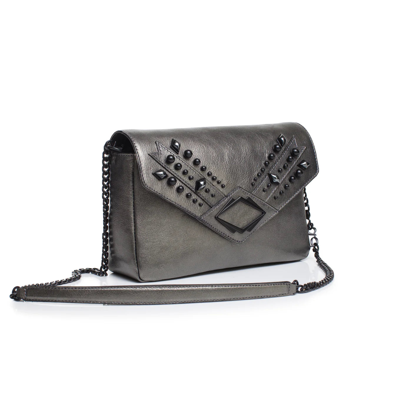 Grande GG Italian Leather Shoulder Bag Color: Pistol