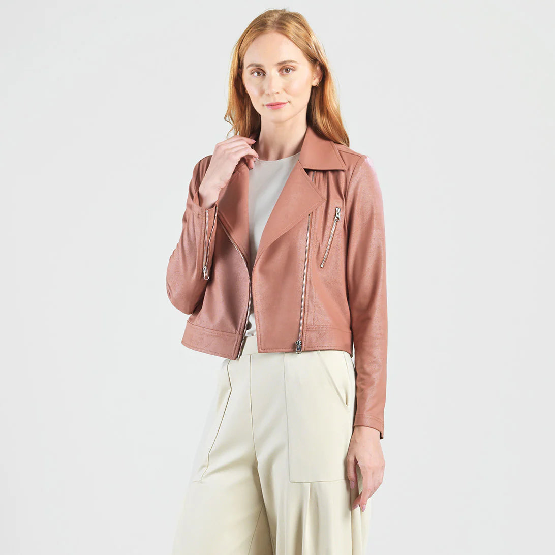 Liquid Leather™ Zip Cuff Moto Waist Jacket - Tan