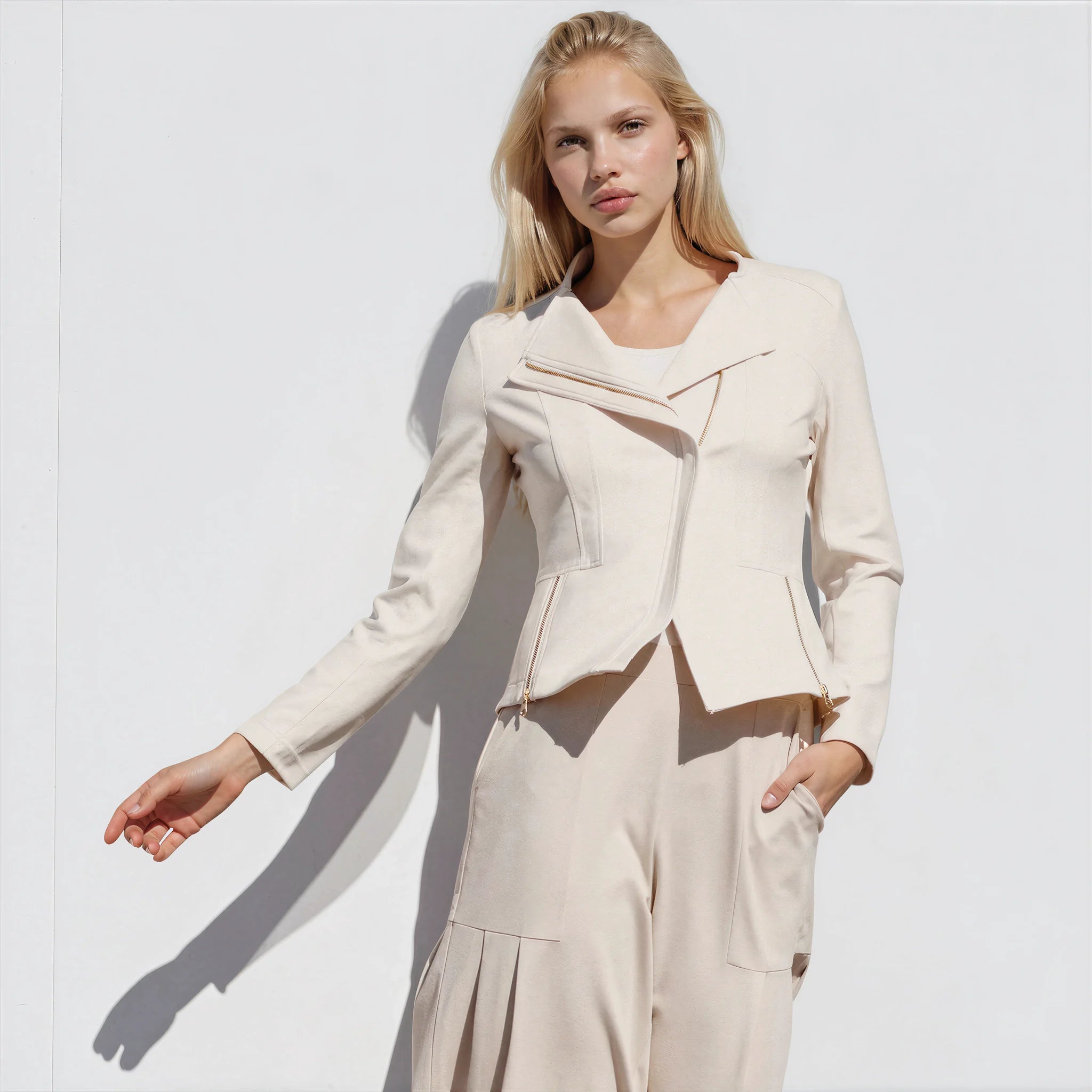 Liquid Leather Signature Jacket — Ivory