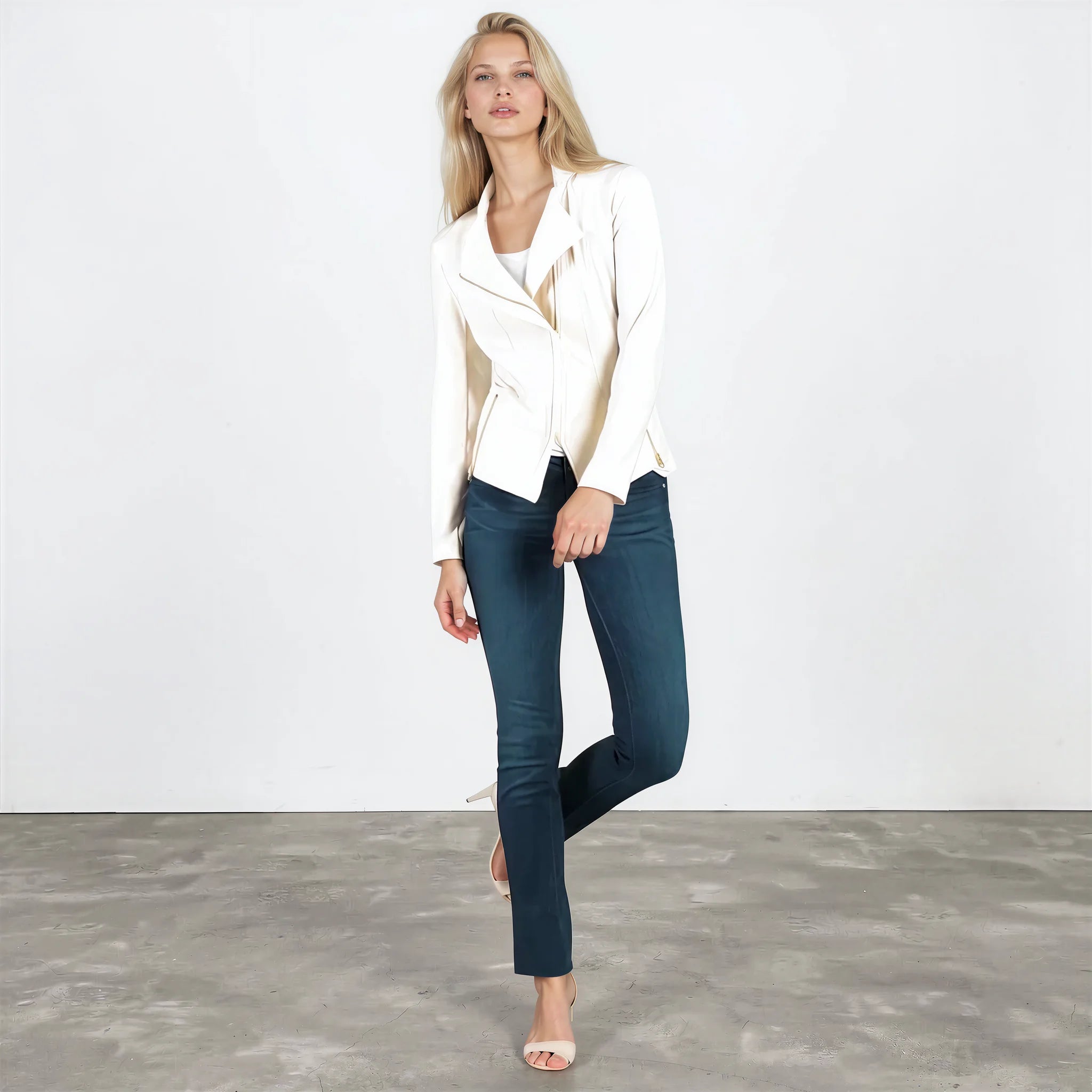 Liquid Leather Signature Jacket — Ivory