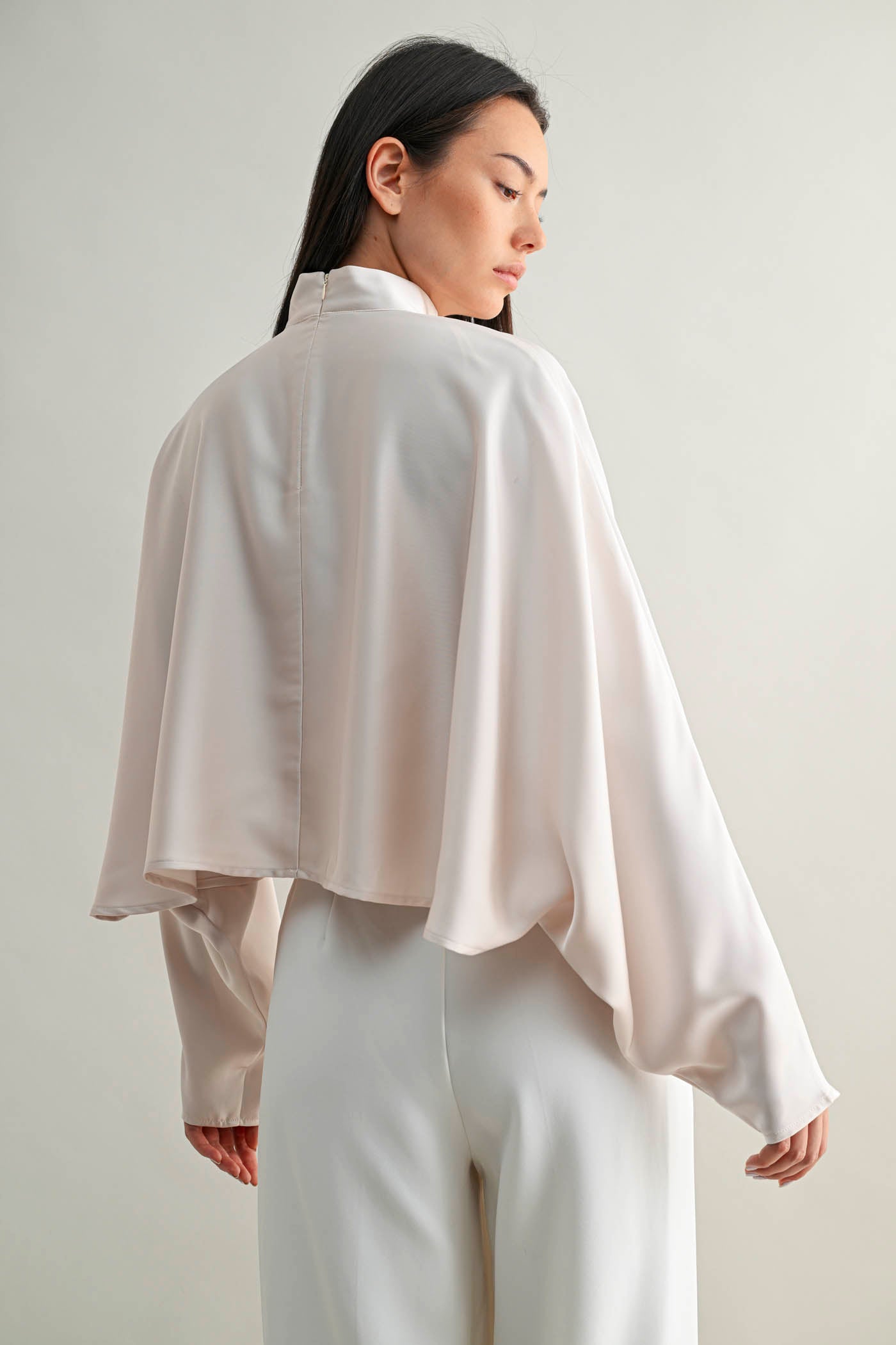 Mock Neck Caftan Crop Top