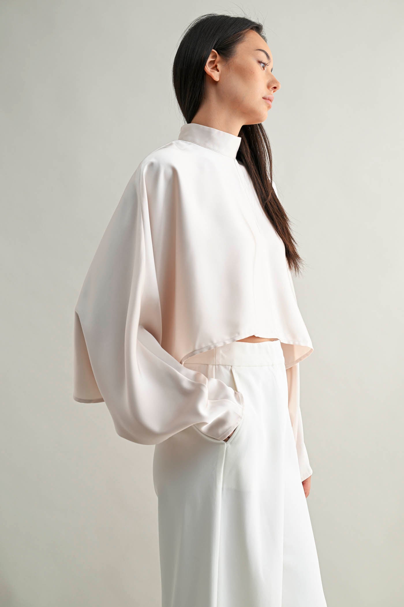 Mock Neck Caftan Crop Top