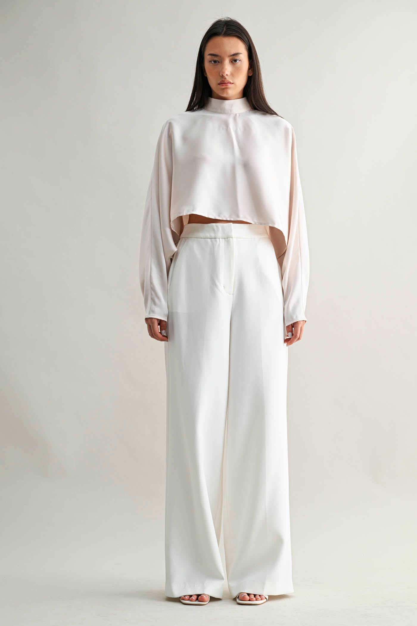 Mock Neck Caftan Crop Top