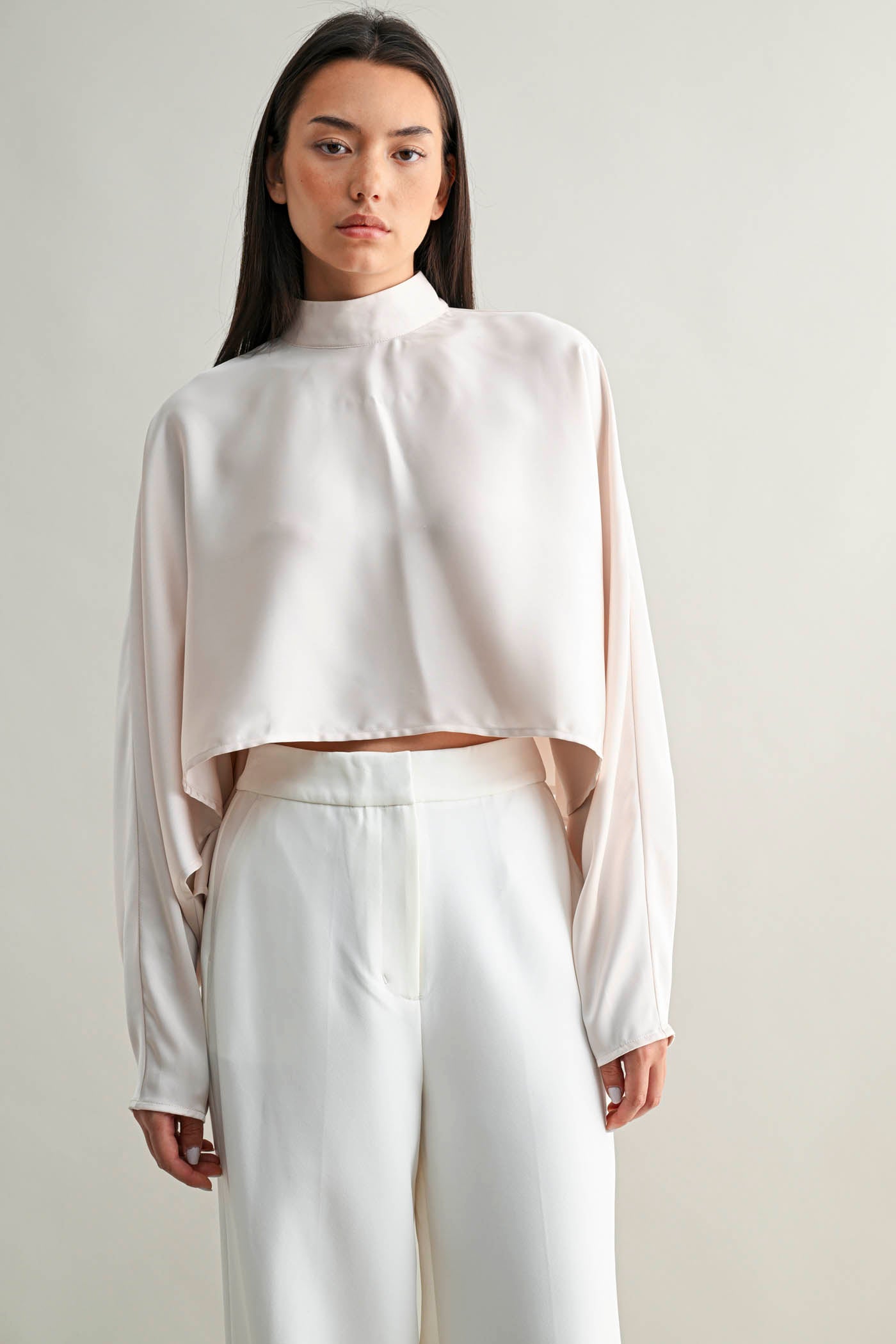 Mock Neck Caftan Crop Top