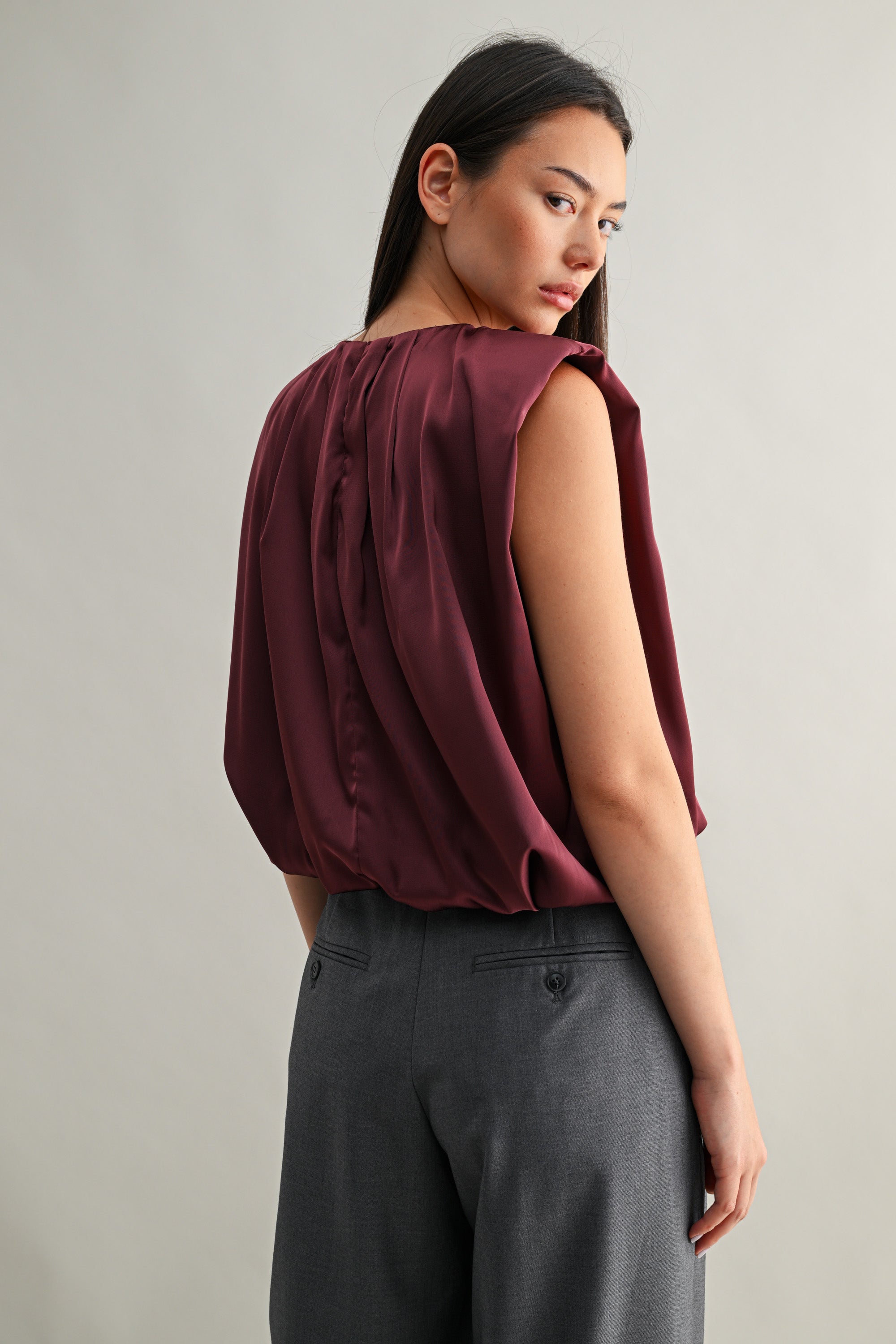 Pleated Detail Sleeveless Top