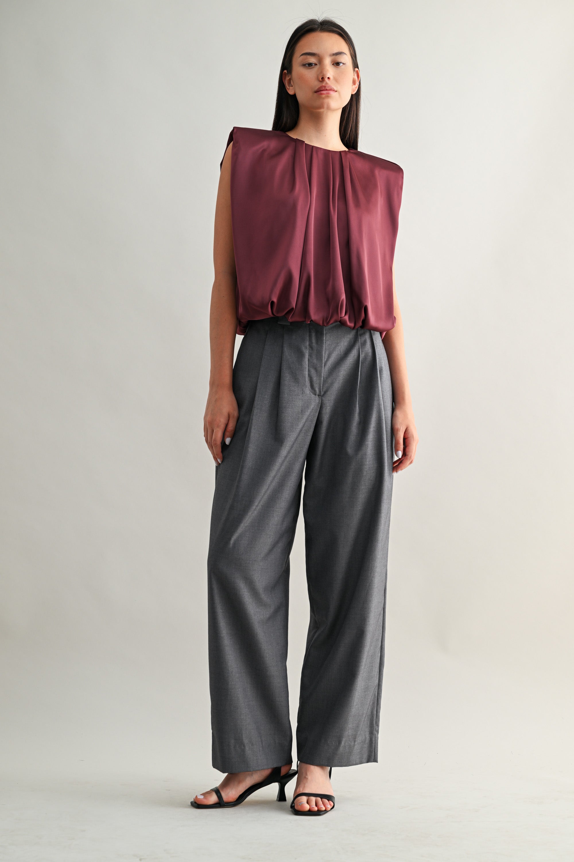 Pleated Detail Sleeveless Top