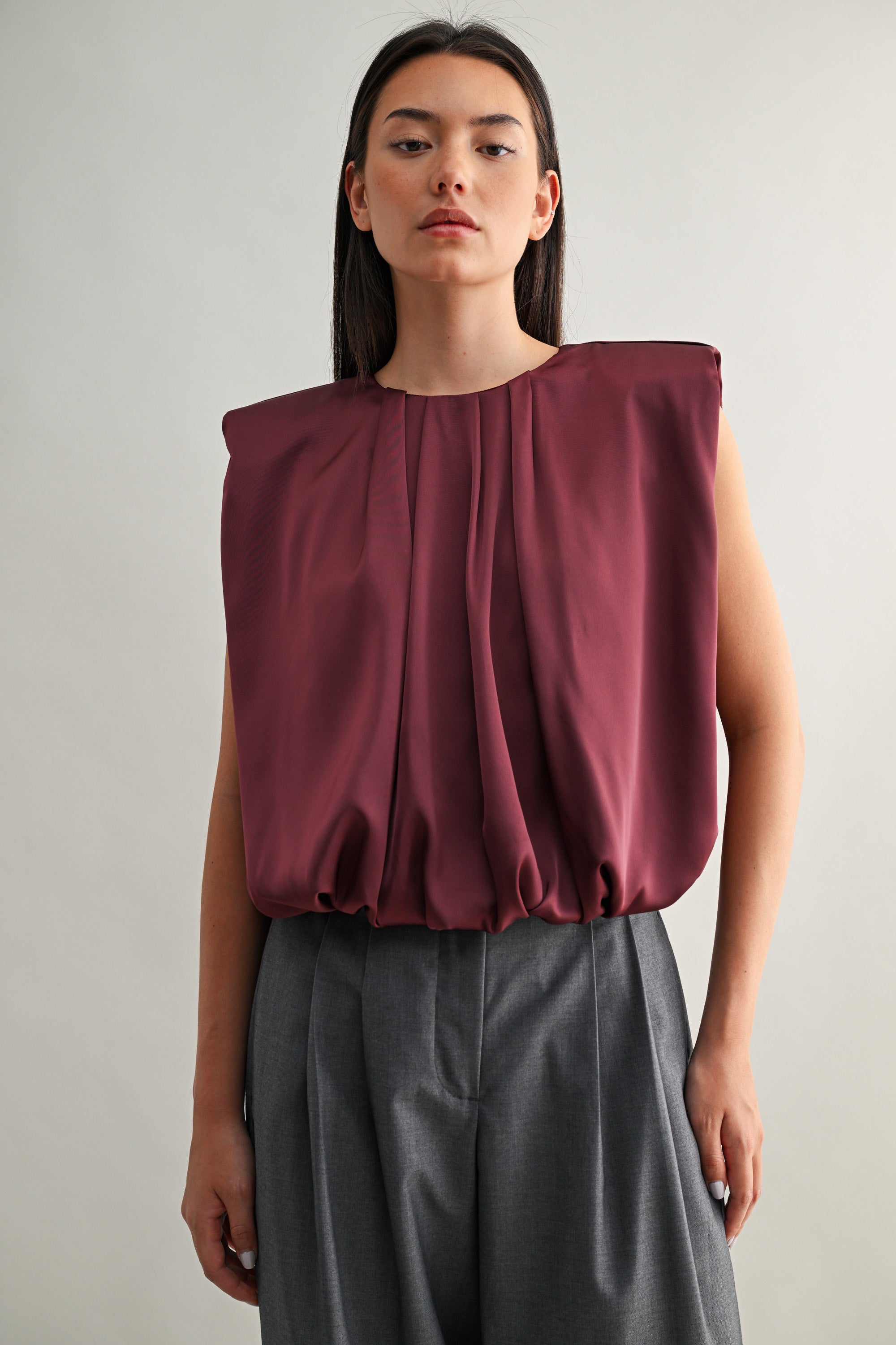 Pleated Detail Sleeveless Top