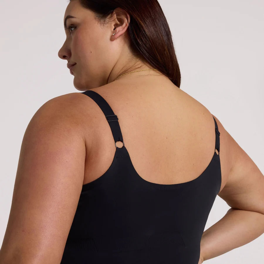 Structured Scoop Bra Tank- Black