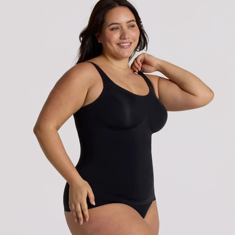 Structured Scoop Bra Tank- Black