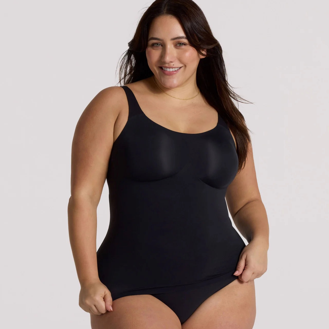 Structured Scoop Bra Tank- Black
