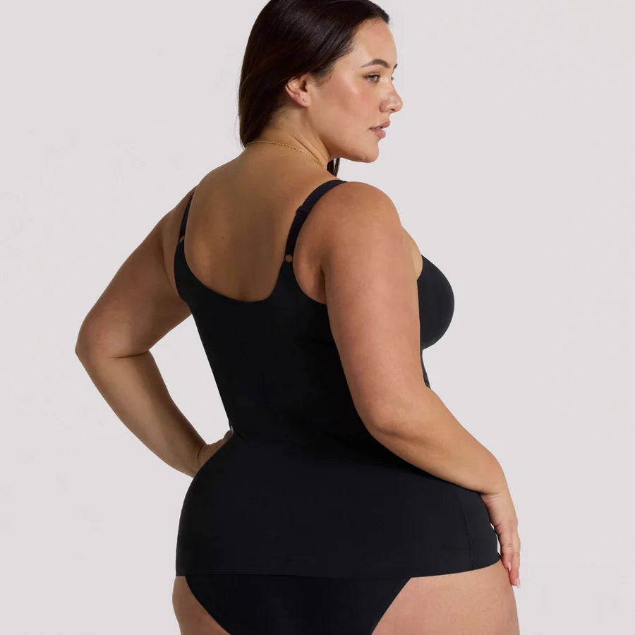 Structured Scoop Bra Tank- Black