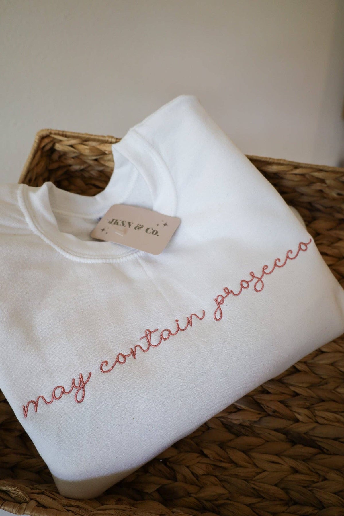 May Contain Prosecco Embroidered Sweatshirt- Black