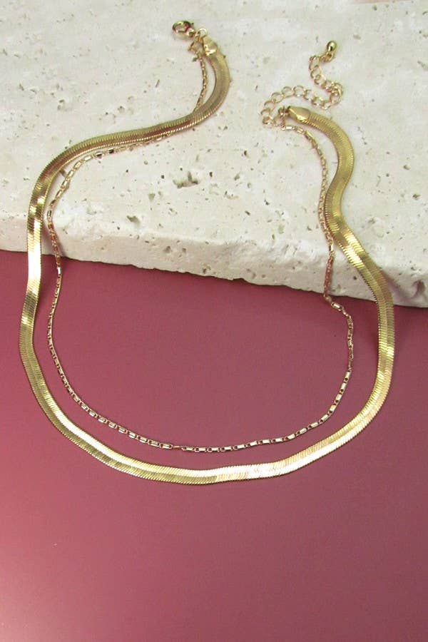 Double Snake & Largo Chain Necklace