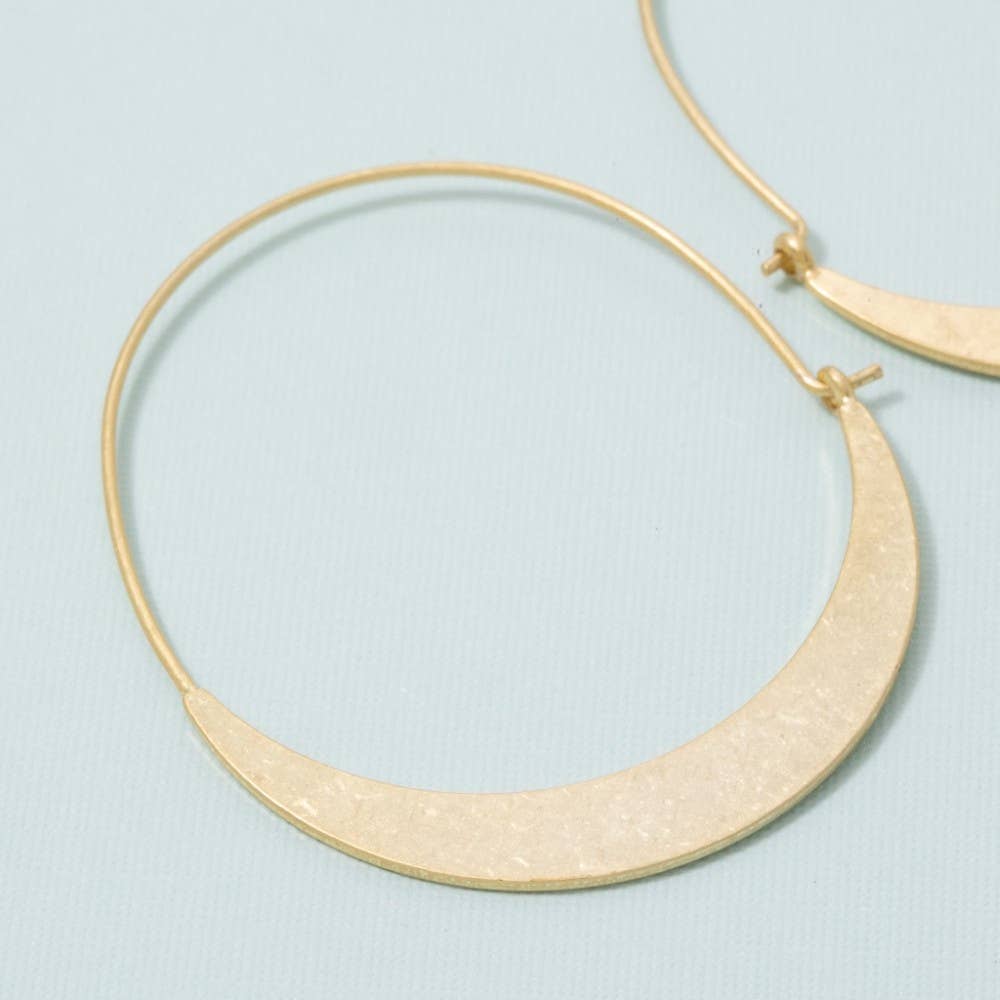 Gold Dipped Wire Hoop Crescent Earrings