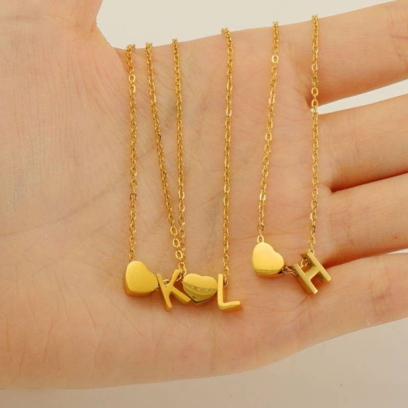 Heart & Letter Initial Necklace