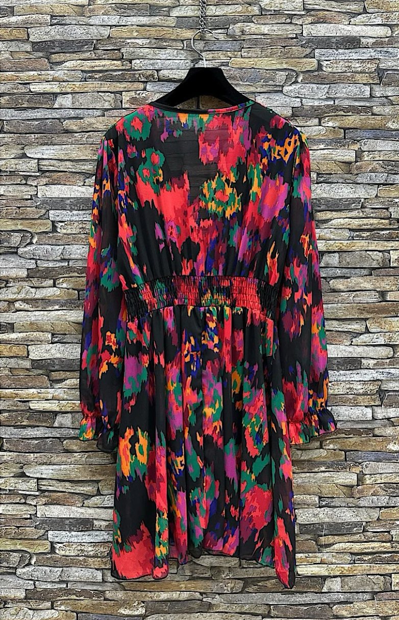 Italian Midnight Muse Abstract Mini Dress