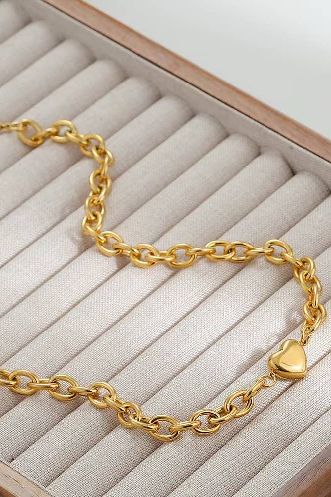MINI HEART CHAIN LINK LAYERING NECKLACE