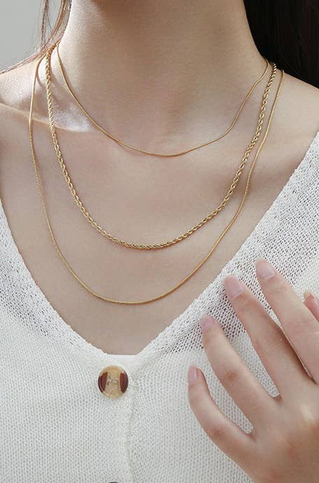 Trio Layer Chain Layering Necklace
