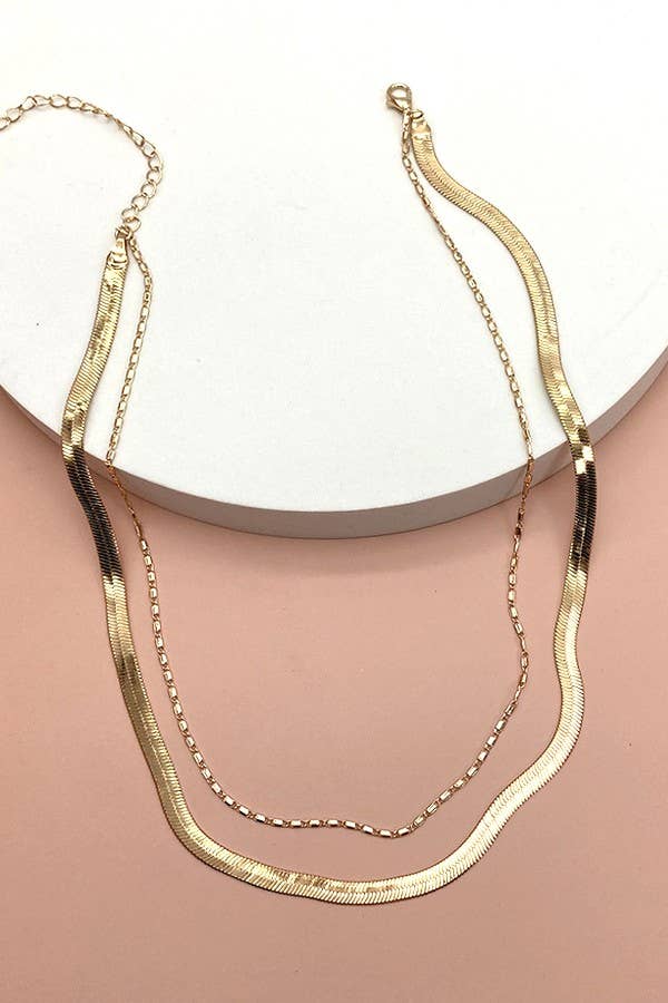 Double Snake & Largo Chain Necklace