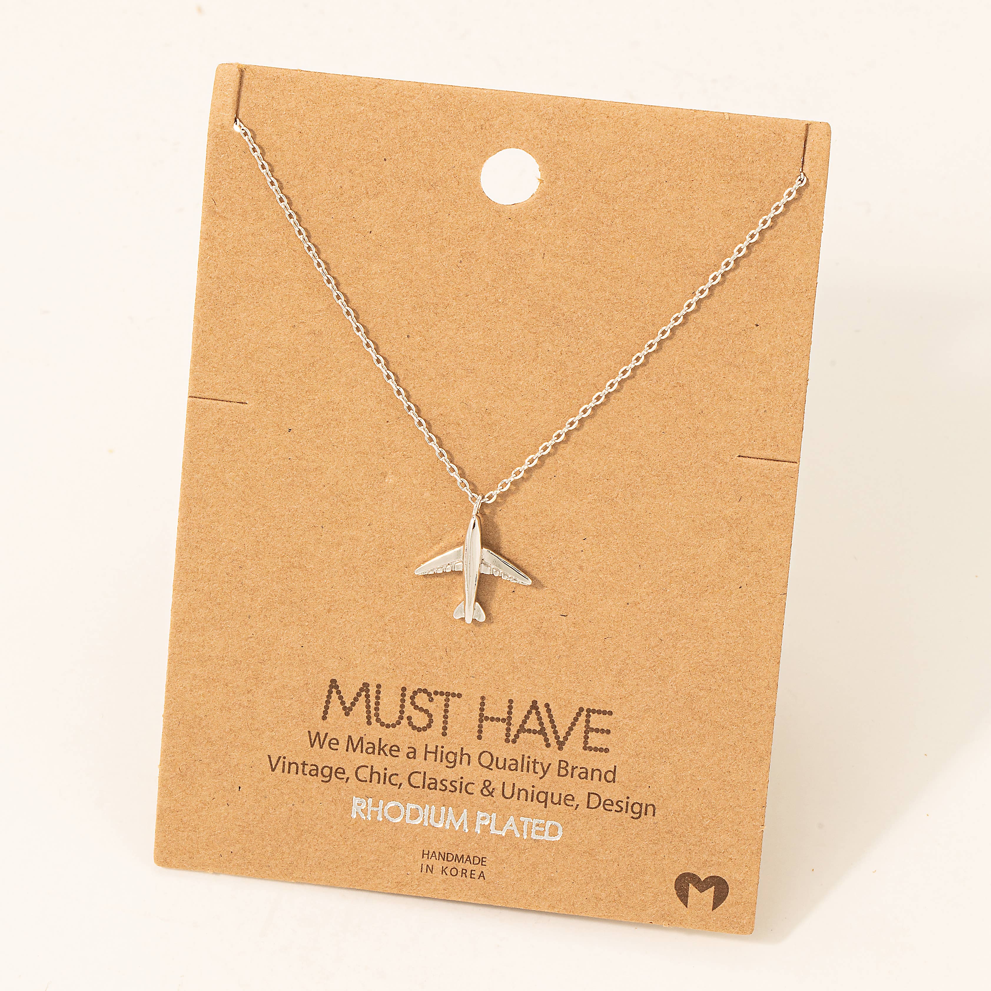 Gold Dipped Airplane Pendant Necklace