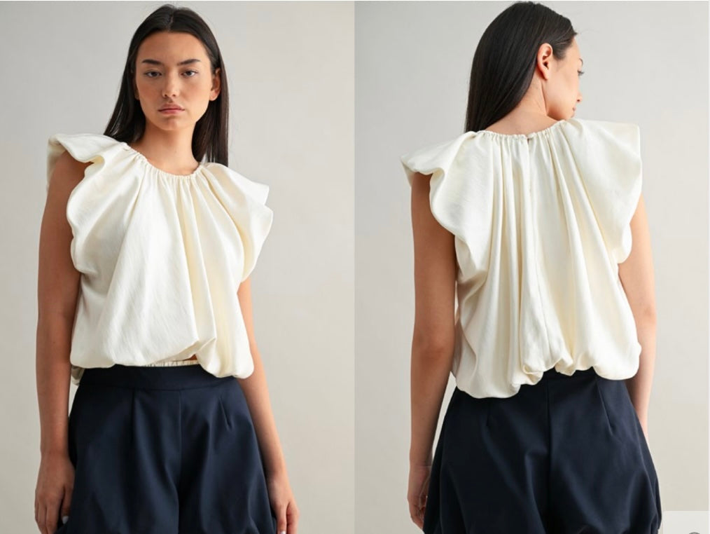 Balloon hem draped top
