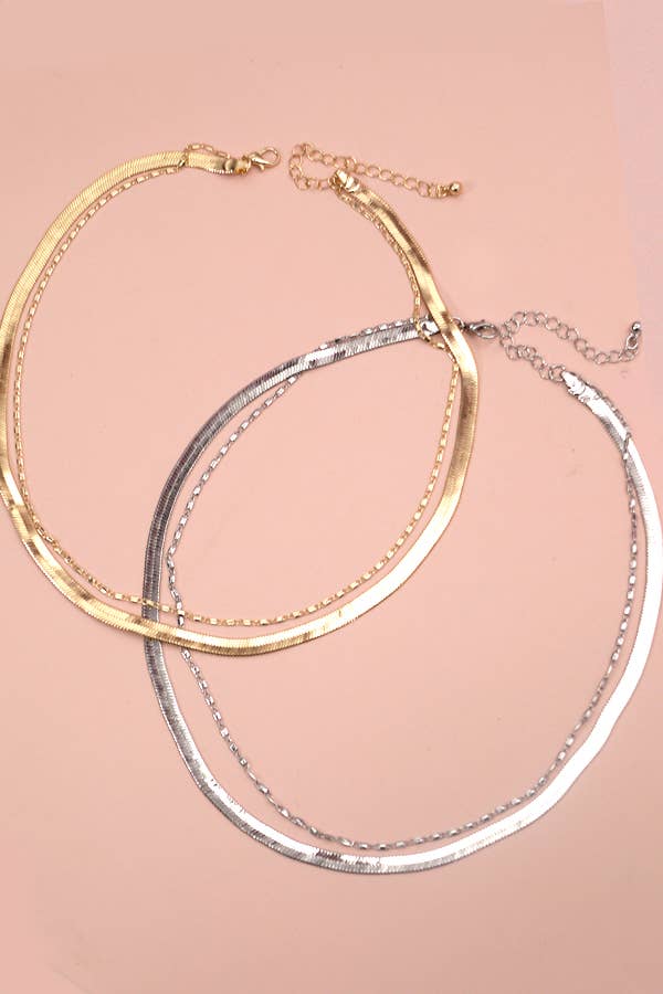Double Snake & Largo Chain Necklace