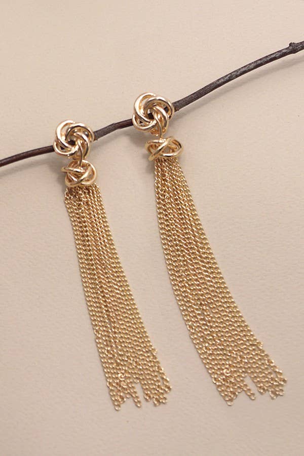 GOLD KNOT TASSEL DROP EARRINGS